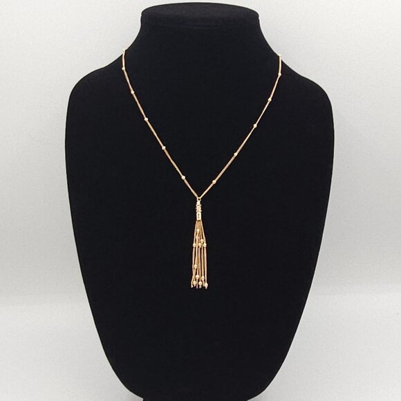 Ettika 18K Gold Plated Tasseled Necklace Chain Elegant Chic Stmt Boho Festival - Picture 1 of 9